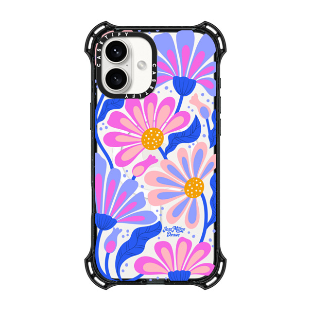 Jess Miller Draws x CASETiFY iPhone 16 Plus ケース ブラック バウンスケース Mystic Daisy