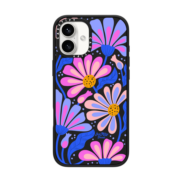 Jess Miller Draws x CASETiFY iPhone 16 Plus ケース マットブラック インパクトケース MagSafe対応 Mystic Daisy