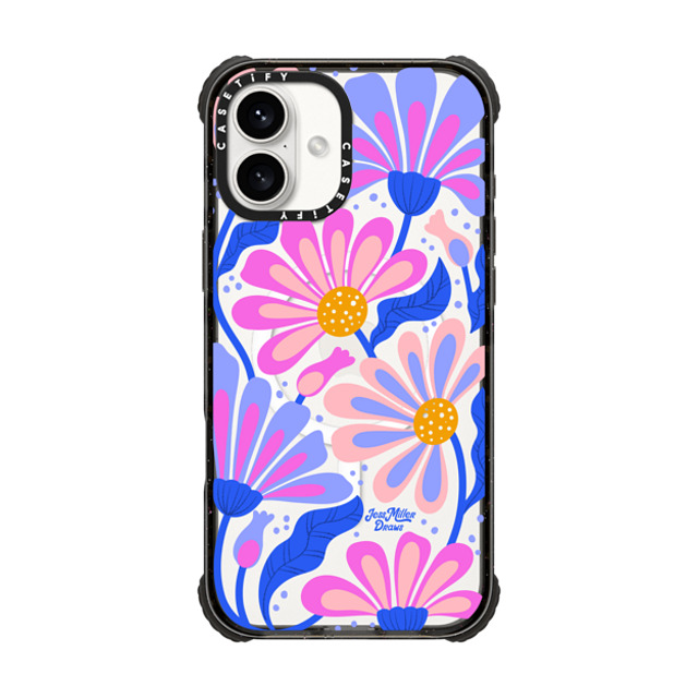 Jess Miller Draws x CASETiFY iPhone 16 Plus ケース ブラック ウルトラ インパクトケース MagSafe 対応 Mystic Daisy