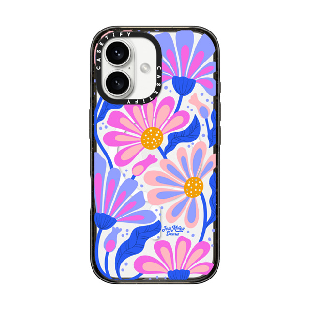 Jess Miller Draws x CASETiFY iPhone 16 ケース ブラック インパクトケース MagSafe対応 Mystic Daisy