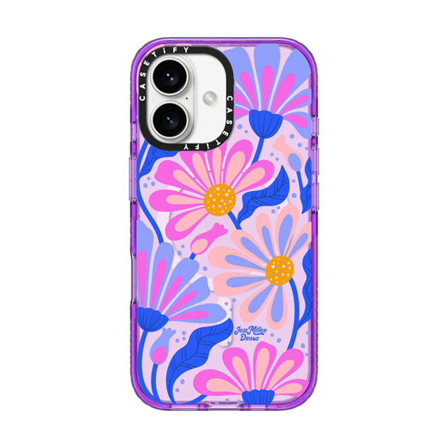 Jess Miller Draws x CASETiFY iPhone 16 ケース パープル インパクトケース MagSafe対応 Mystic Daisy