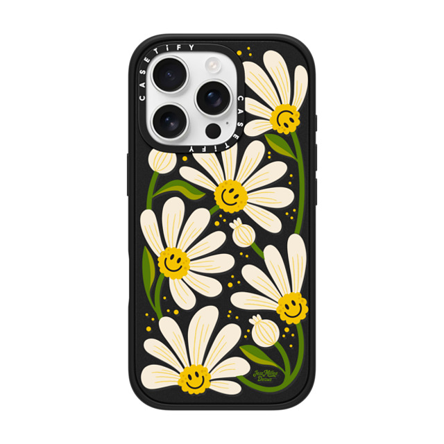 Jess Miller Draws x CASETiFY iPhone 16 Pro ケース マットブラック インパクトケース MagSafe対応 90s Daisy