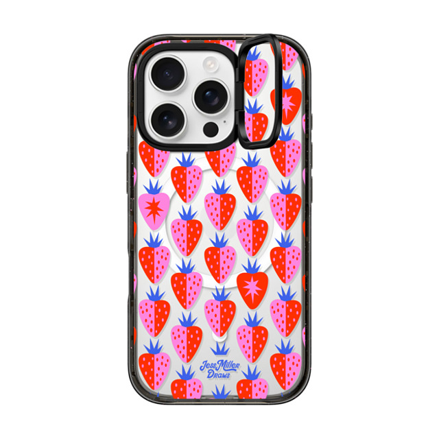 Jess Miller Draws x CASETiFY iPhone 16 Pro ケース Cherry,Strawberry ブラック インパクトリングスタンドケース MagSafe対応 Strawberry Patch Mother's Day Jess Miller Draws x CASETiFY iPhone 16 Pro ケース Cherry,Strawberry ブラック インパクトリングスタンドケース MagSafe対応 Strawberry Patch Mother's Day
