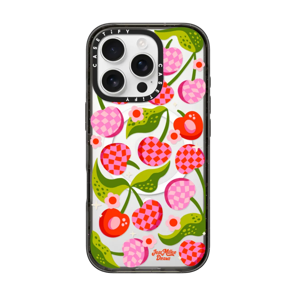 Impact iPhone 16 Pro Case MagSafe Compatible - Checkered Cherries