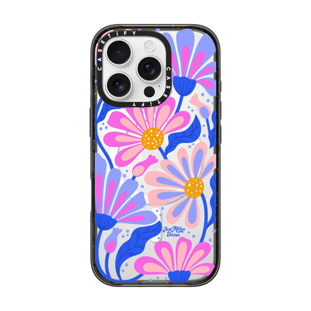 Jess Miller Draws x CASETiFY iPhone 16 Pro ケース ブラック インパクトケース MagSafe対応 Mystic Daisy