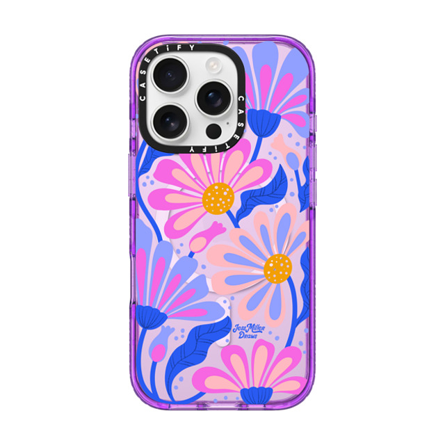 Jess Miller Draws x CASETiFY iPhone 16 Pro ケース パープル インパクトケース MagSafe対応 Mystic Daisy