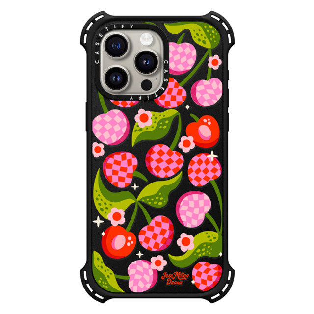 Jess Miller Draws x CASETiFY iPhone 15 Pro Max Case Cherry,Strawberry マットブラック バウンスケース Checkered Cherries Mother's Day Jess Miller Draws x CASETiFY iPhone 15 Pro Max Case Cherry,Strawberry マットブラック バウンスケース Checkered Cherries Mother's Day