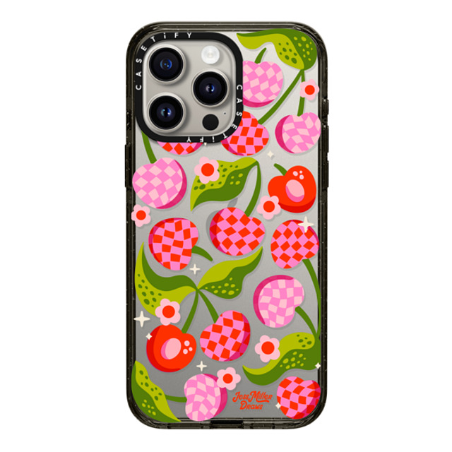 Jess Miller Draws x CASETiFY iPhone 15 Pro Max ケース ブラック インパクトケース Checkered Cherries