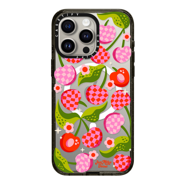 Jess Miller Draws x CASETiFY iPhone 15 Pro Max ケース ブラック インパクトケース MagSafe対応 Checkered Cherries