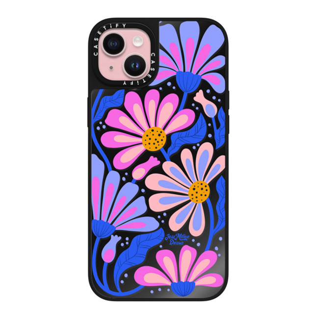 Jess Miller Draws x CASETiFY iPhone 15 Plus ケース Black on Black ミラーケース MagSafe対応 Mystic Daisy