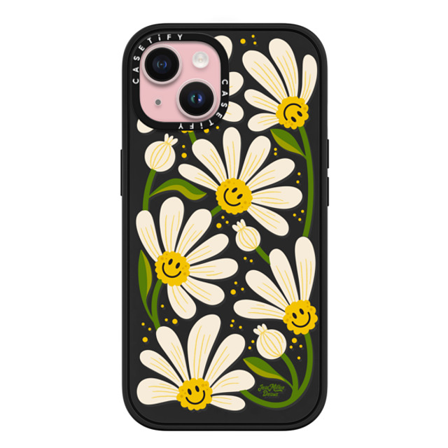 Jess Miller Draws x CASETiFY iPhone 15 ケース マットブラック インパクトケース MagSafe対応 90s Daisy