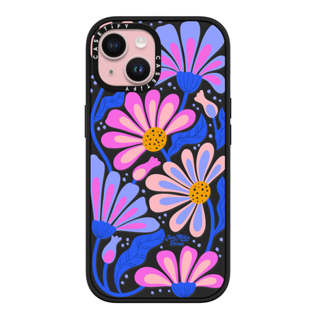 Jess Miller Draws x CASETiFY iPhone 15 ケース マットブラック インパクトケース MagSafe対応 Mystic Daisy