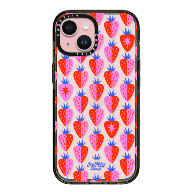 Jess Miller Draws x CASETiFY iPhone 15 ケース Cherry,Strawberry ブラック インパクトケース Strawberry Patch Mother's Day Jess Miller Draws x CASETiFY iPhone 15 ケース Cherry,Strawberry ブラック インパクトケース Strawberry Patch Mother's Day