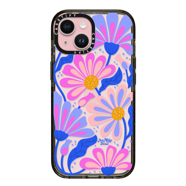 Jess Miller Draws x CASETiFY iPhone 15 ケース ブラック インパクトケース Mystic Daisy