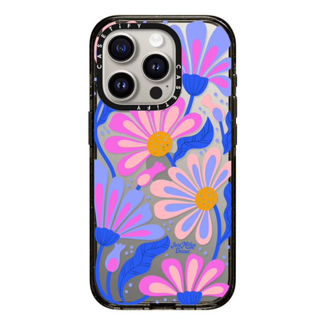 Jess Miller Draws x CASETiFY iPhone 15 Pro ケース ブラック インパクトケース Mystic Daisy