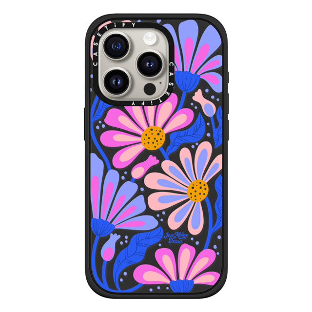 Jess Miller Draws x CASETiFY iPhone 15 Pro ケース マットブラック インパクトケース MagSafe対応 Mystic Daisy