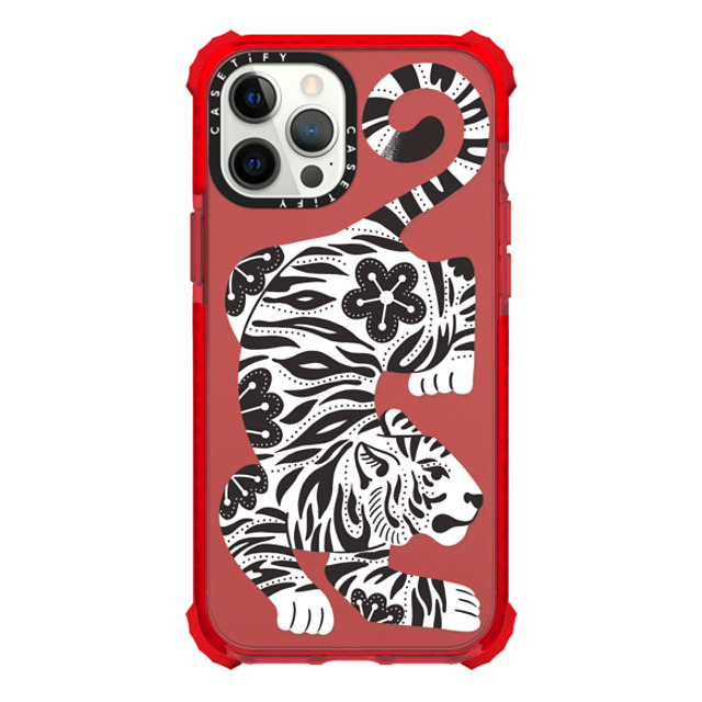 Jess Miller Draws x CASETiFY iPhone 12 Pro Max ケース レッド ウルトラインパクトケース Silver Tiger