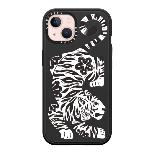 Jess Miller Draws x CASETiFY iPhone 13 ケース マットブラック インパクトケース MagSafe対応 Silver Tiger