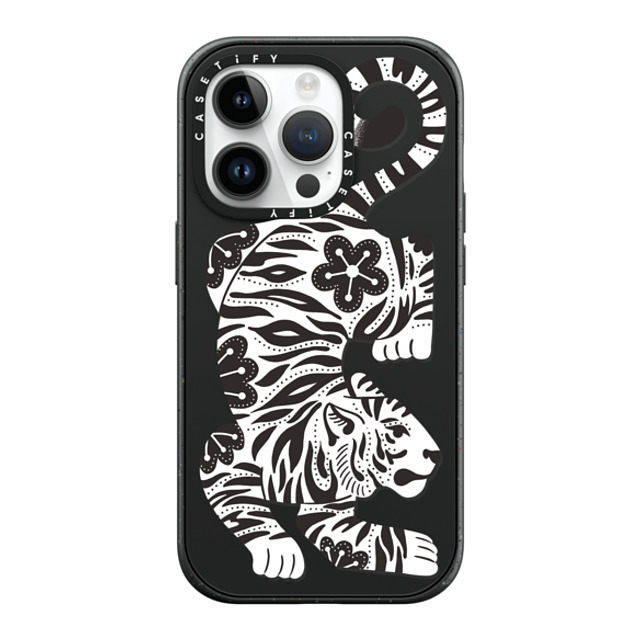 Jess Miller Draws x CASETiFY iPhone 14 Pro ケース マットブラック インパクトケース MagSafe対応 Silver Tiger