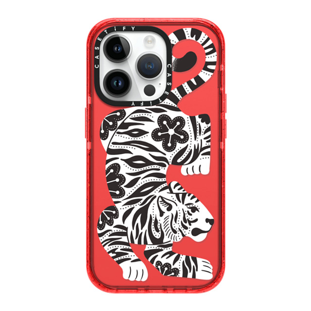 Jess Miller Draws x CASETiFY iPhone 14 Pro Case レッド Impact Case Silver Tiger Jess Miller Draws x CASETiFY iPhone 14 Pro Case レッド Impact Case Silver Tiger