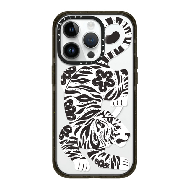 Jess Miller Draws x CASETiFY iPhone 14 Pro ケース ブラック インパクトケース MagSafe対応 Silver Tiger