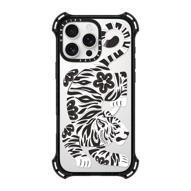 Jess Miller Draws x CASETiFY iPhone 16 Pro Max ケース ブラック バウンスケース Silver Tiger