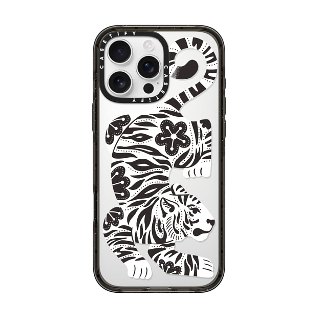 Jess Miller Draws x CASETiFY iPhone 16 Pro Max ケース ブラック インパクトケース Silver Tiger