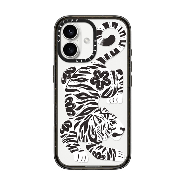 Jess Miller Draws x CASETiFY iPhone 16 ケース ブラック インパクトケース Silver Tiger