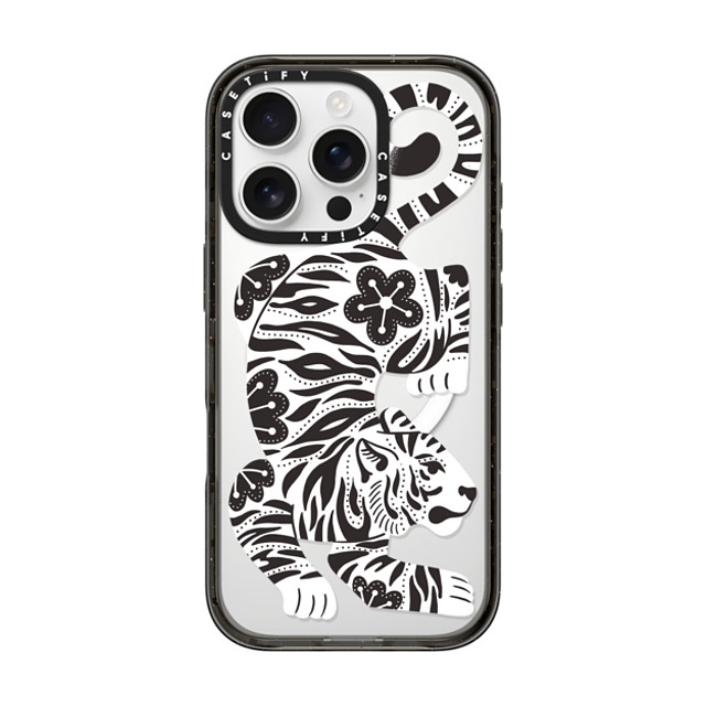 Jess Miller Draws x CASETiFY iPhone 16 Pro ケース ブラック インパクトケース MagSafe対応 Silver Tiger