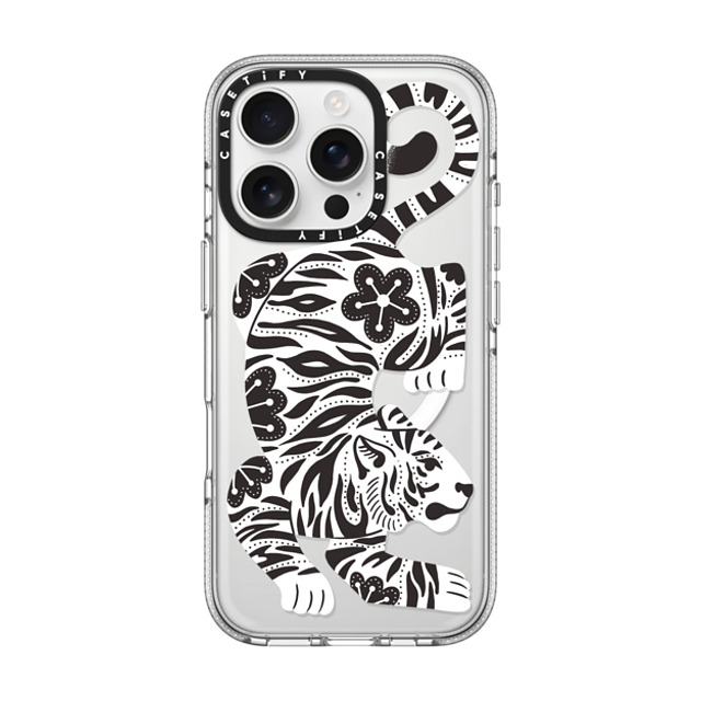 Jess Miller Draws x CASETiFY iPhone 16 Pro ケース クリア クリア ケース MagSafe対応 Silver Tiger