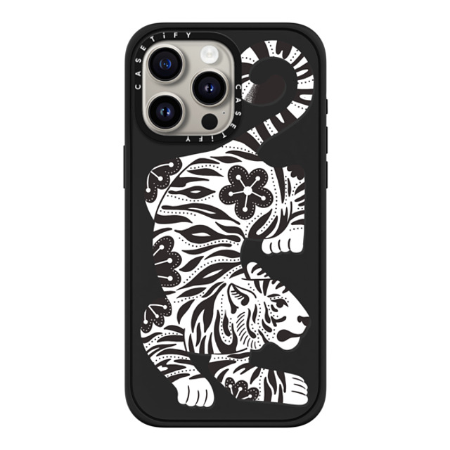 Jess Miller Draws x CASETiFY iPhone 15 Pro Max ケース マットブラック インパクトケース MagSafe対応 Silver Tiger