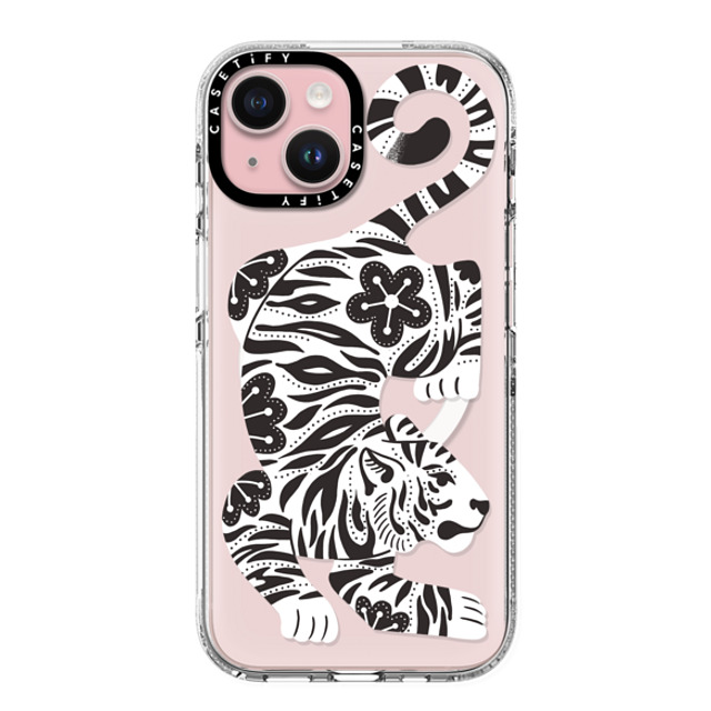 Jess Miller Draws x CASETiFY iPhone 15 ケース クリア クリア ケース MagSafe対応 Silver Tiger