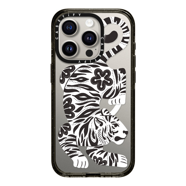 Jess Miller Draws x CASETiFY iPhone 15 Pro ケース ブラック インパクトケース MagSafe対応 Silver Tiger