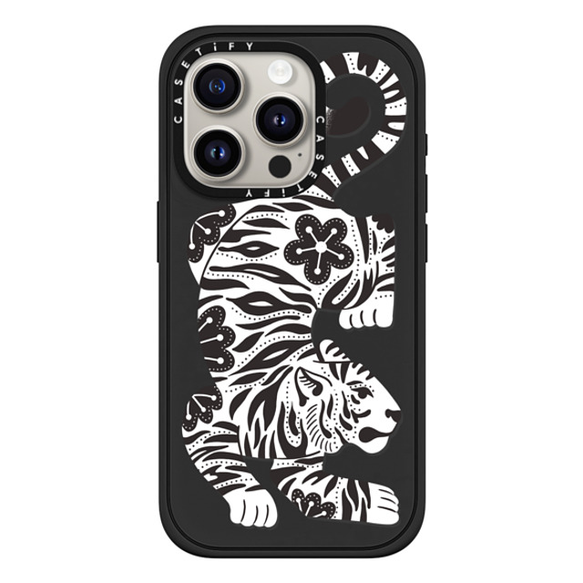 Jess Miller Draws x CASETiFY iPhone 15 Pro ケース マットブラック インパクトケース MagSafe対応 Silver Tiger