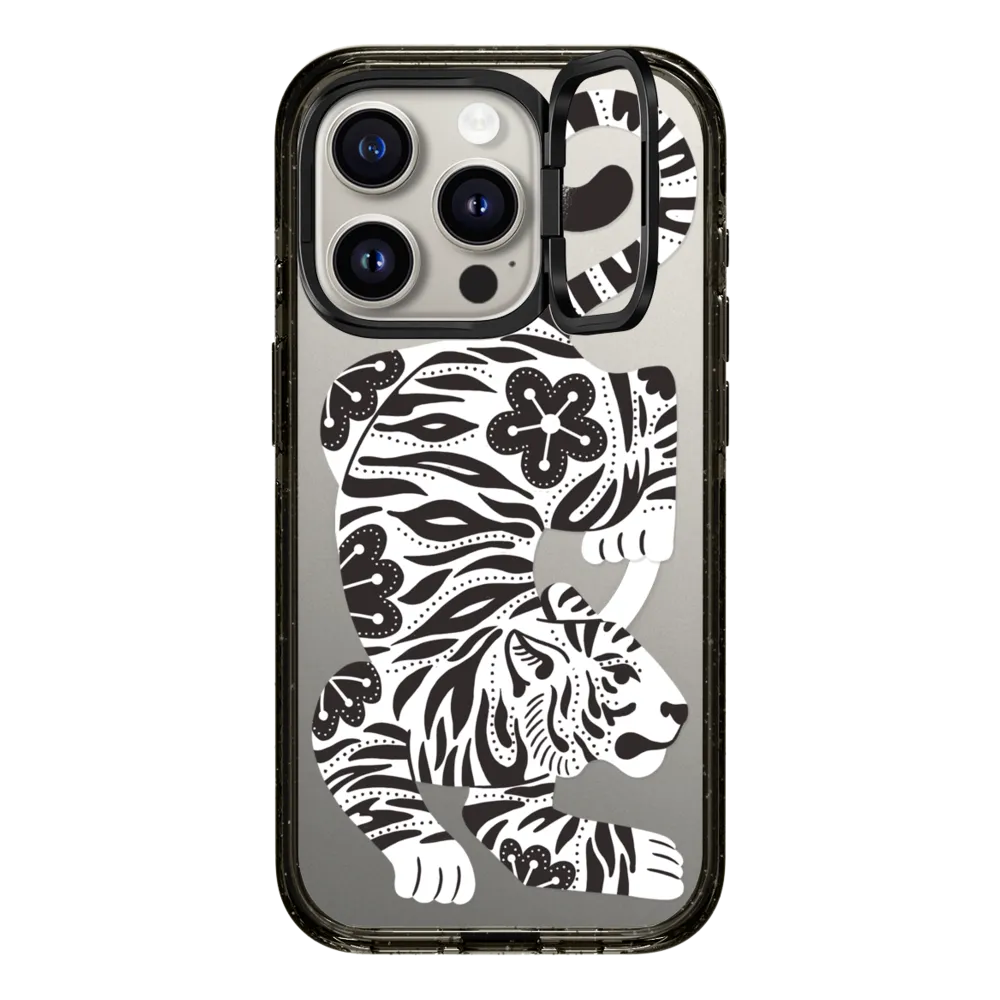 Impact Ring Stand iPhone 15 Pro Case MagSafe Compatible - Silver Tiger
