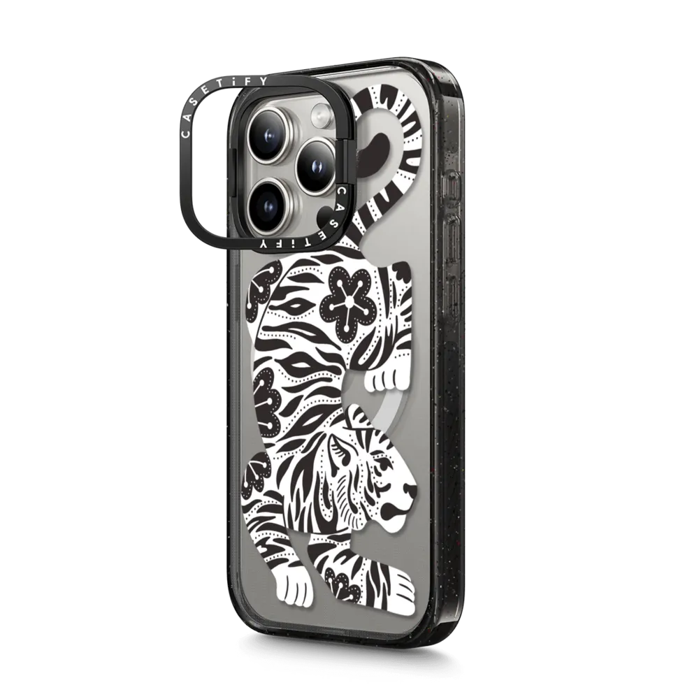 Impact Ring Stand iPhone 15 Pro Case MagSafe Compatible - Silver Tiger