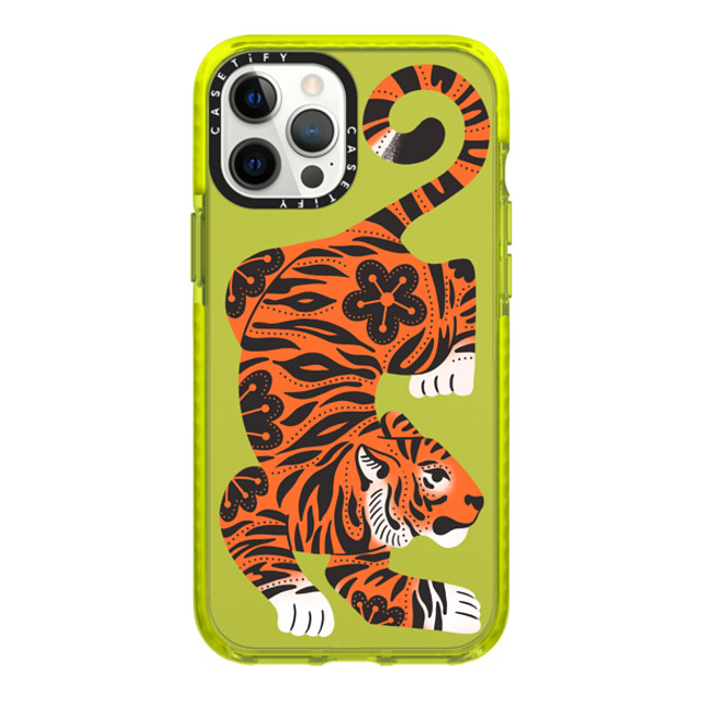 Jess Miller Draws x CASETiFY iPhone 12 Pro Max Case ネオン イエロー Impact Case Fierce Tiger Jess Miller Draws x CASETiFY iPhone 12 Pro Max Case ネオン イエロー Impact Case Fierce Tiger