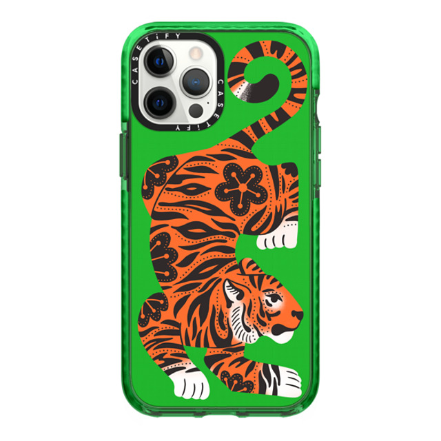 Jess Miller Draws x CASETiFY iPhone 12 Pro Max ケース グリーン インパクトケース Fierce Tiger