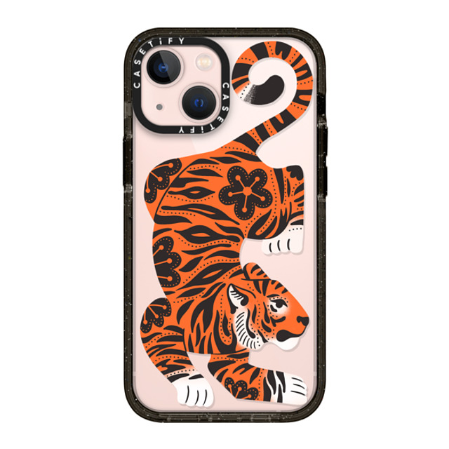 Jess Miller Draws x CASETiFY iPhone 13 Mini Case Summer,Floral Black Impact Case Fierce Tiger Mother's Day Jess Miller Draws x CASETiFY iPhone 13 Mini Case Summer,Floral Black Impact Case Fierce Tiger Mother's Day