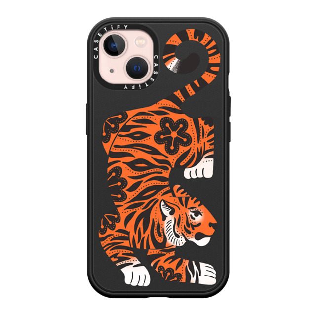 Jess Miller Draws x CASETiFY iPhone 13 ケース マットブラック インパクトケース MagSafe対応 Fierce Tiger