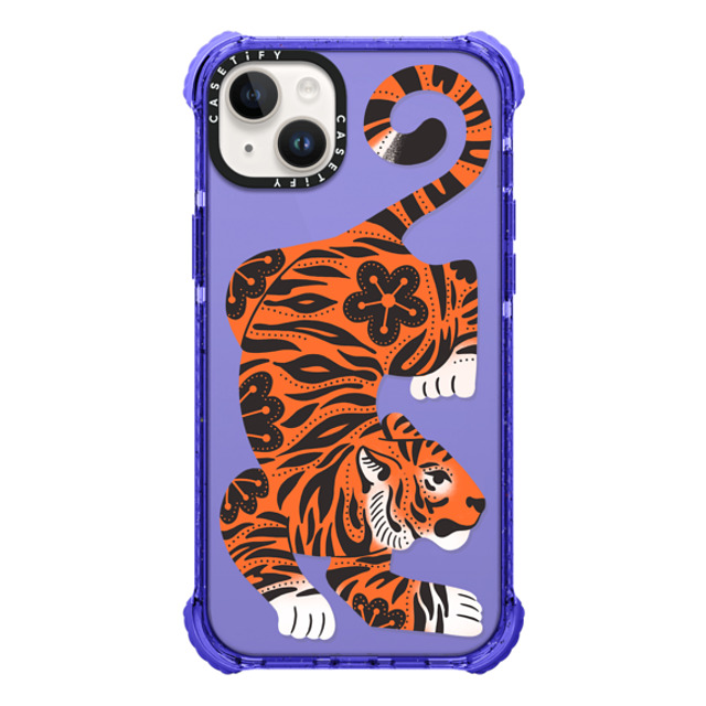 Jess Miller Draws x CASETiFY iPhone 14 Plus ケース Peri Purple ウルトラインパクトケース Fierce Tiger