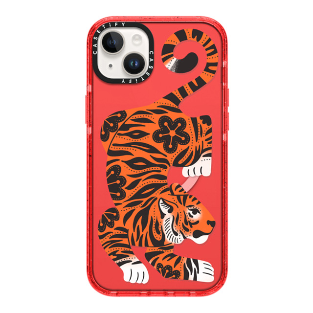 Jess Miller Draws x CASETiFY iPhone 14 Plus ケース レッド インパクトケース MagSafe対応 Fierce Tiger