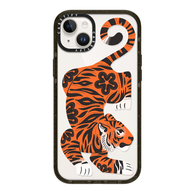 Jess Miller Draws x CASETiFY iPhone 14 Plus ケース Summer,Floral ブラック インパクトケース Fierce Tiger Back to School Jess Miller Draws x CASETiFY iPhone 14 Plus ケース Summer,Floral ブラック インパクトケース Fierce Tiger Back to School