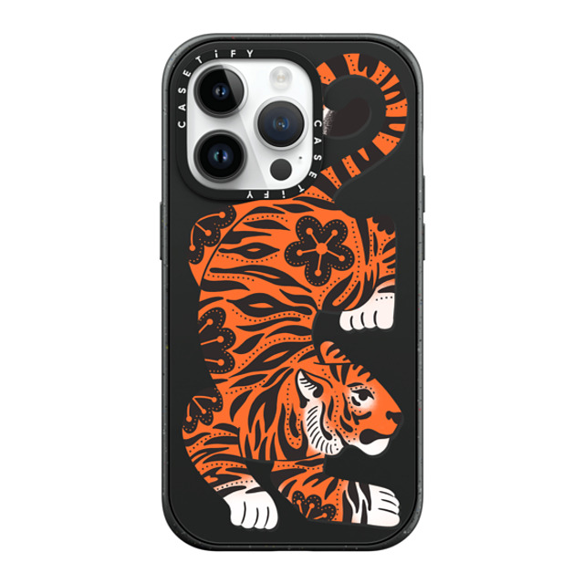 Jess Miller Draws x CASETiFY iPhone 14 Pro ケース マットブラック インパクトケース MagSafe対応 Fierce Tiger