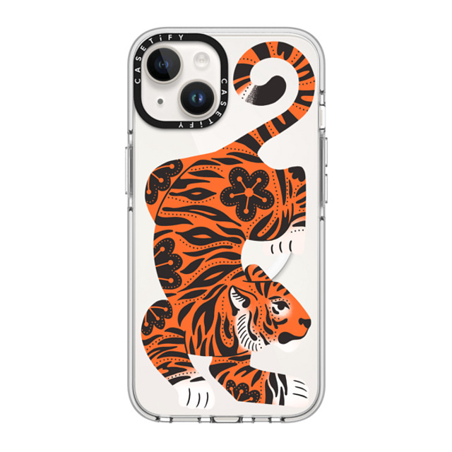 Jess Miller Draws x CASETiFY iPhone 14 Case Clear Clear Case MagSafe Compatible Fierce Tiger Jess Miller Draws x CASETiFY iPhone 14 Case Clear Clear Case MagSafe Compatible Fierce Tiger