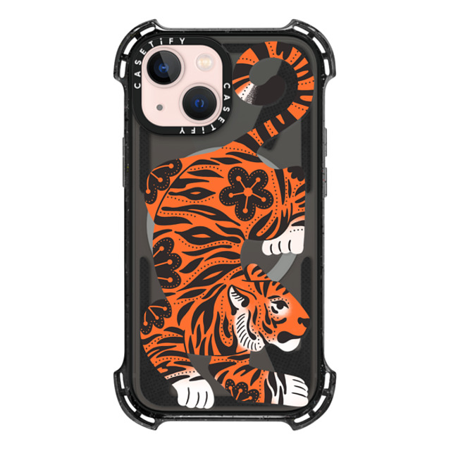 Jess Miller Draws x CASETiFY iPhone 13 Mini ケース Triple Black バウンスケース Fierce Tiger