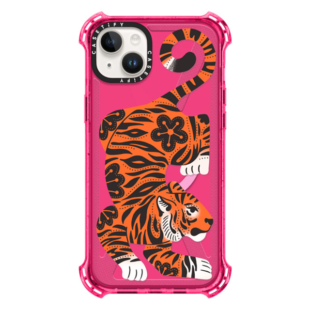 Jess Miller Draws x CASETiFY iPhone 14 Plus ケース Bubble Gum バウンスケース Fierce Tiger