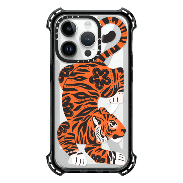 Jess Miller Draws x CASETiFY iPhone 14 Pro ケース ブラック バウンスケース Fierce Tiger