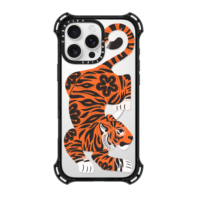 Jess Miller Draws x CASETiFY iPhone 16 Pro Max ケース ブラック バウンスケース Fierce Tiger