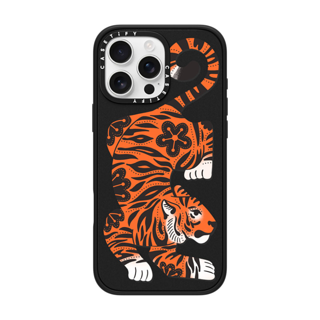 Jess Miller Draws x CASETiFY iPhone 16 Pro Max ケース マットブラック インパクトケース MagSafe対応 Fierce Tiger